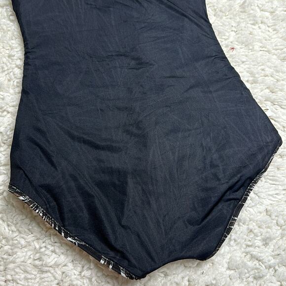 Gottex Brown Black Silver Leaf Pattern One Piece Swimsuit Flattering Cut PP20 - Picture 7 of 11